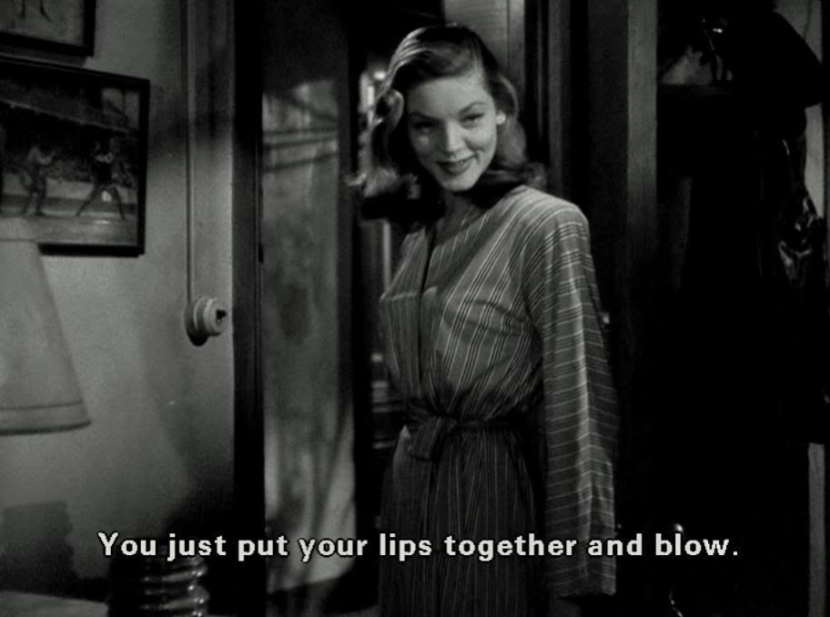 Still from To Have and Have Not with Slim speaking to Harry Morgan
