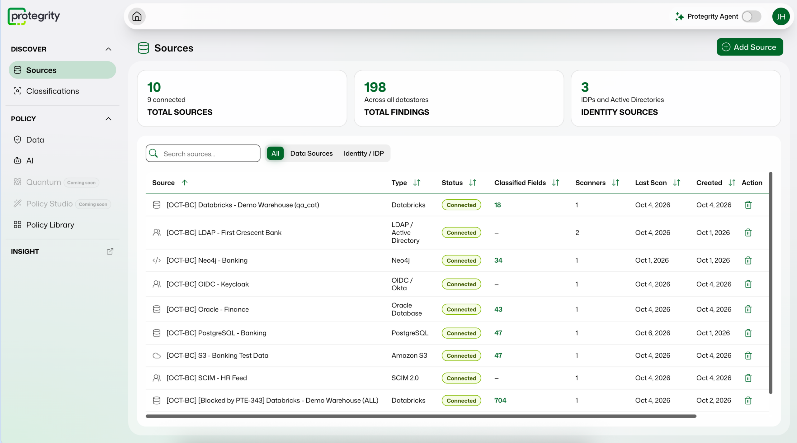 Protegrity product screenshot illustrating sensitive data protection.